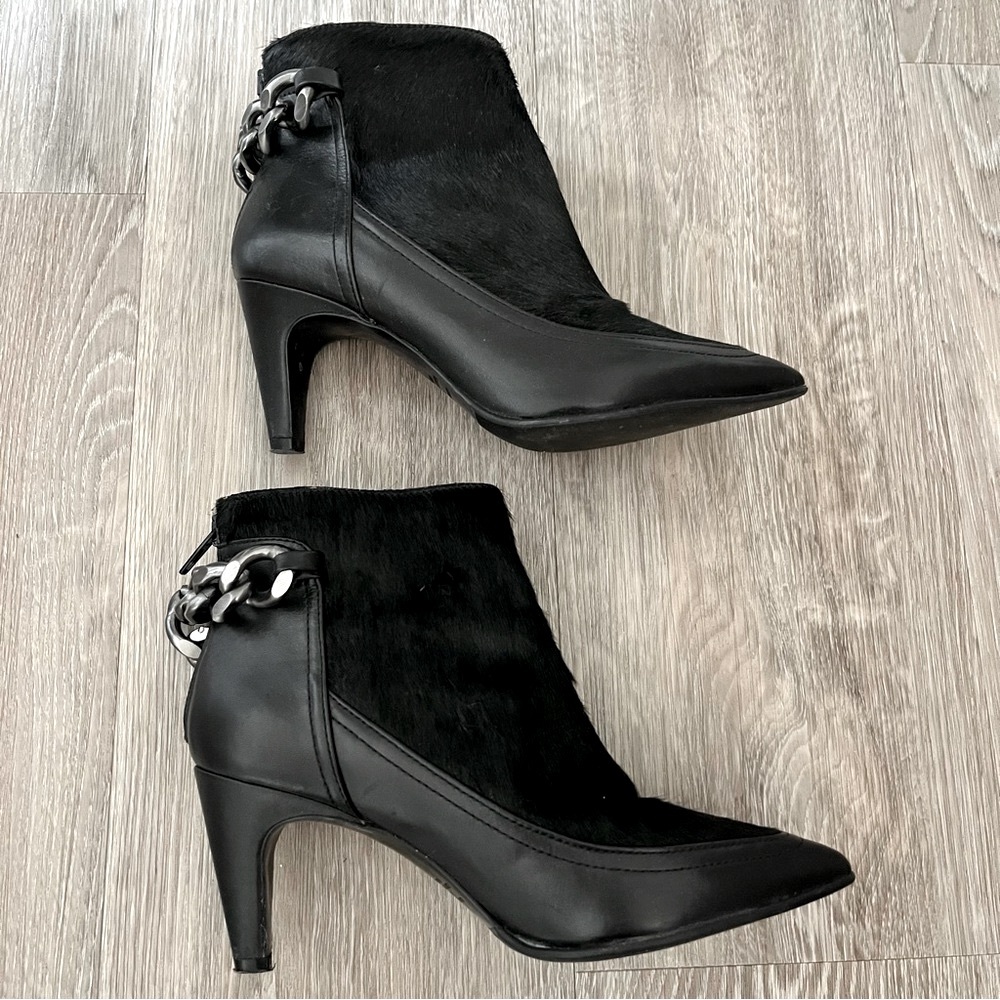 NAPOLEONI Black Leather Ankle Boots with Chain Size 36 - Picture 2 of 9